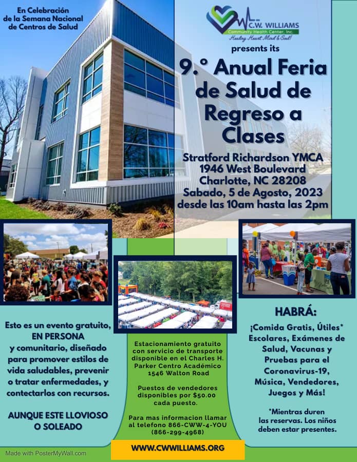 CWWCHC Health Fair Flyer 2023 with Parking, Spanish-USE